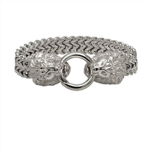 Stainless Steel Lion Head Cuff Bracelet in Rhodium Plated