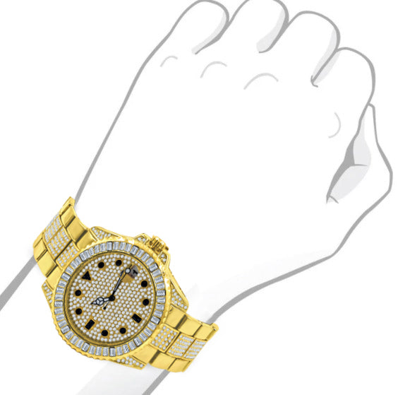 INTERSTELLAR DIVERS BEZEL ICED OUT WATCH & BRACELET SET | 530922